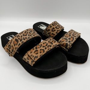 Vans Cayucas Slide Mega Platform Women's Leopard Sandals Size 7 Shoes
